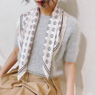 丝巾女春秋薄款洋气时尚小方巾网百巾搭围护颈韩国红领巾围脖QBI