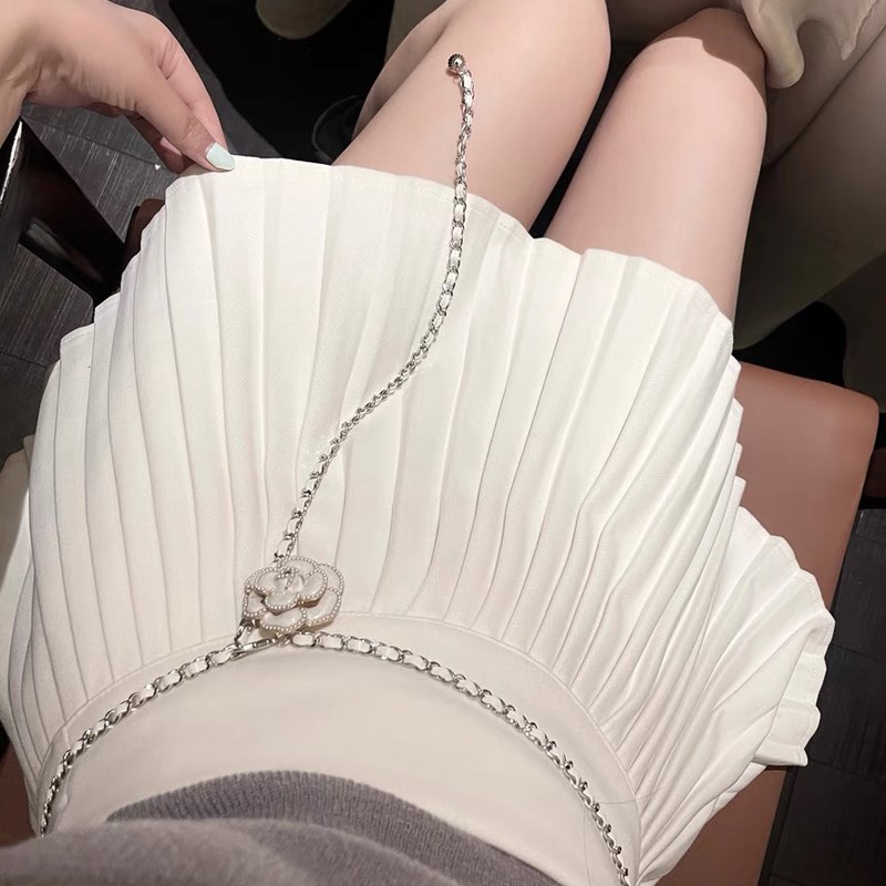 孕妇短裙夏秋薄款外穿宽松西装百褶简约潮妈托腹孕妇半Z身裙小个