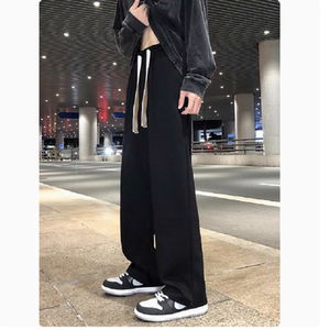 黑色卫裤男秋季新款美式宽松直筒百搭休闲裤潮牌垂感运动裤子