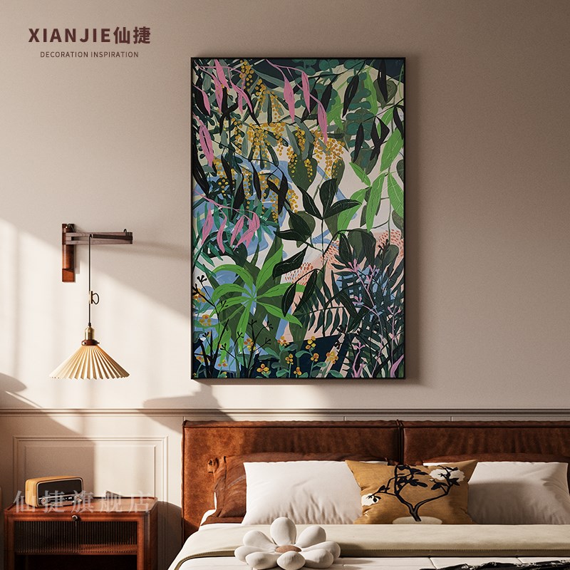 绿色植物走廊过道酒店客厅餐厅玄B关装饰画卧室竖版挂画背景墙壁图片