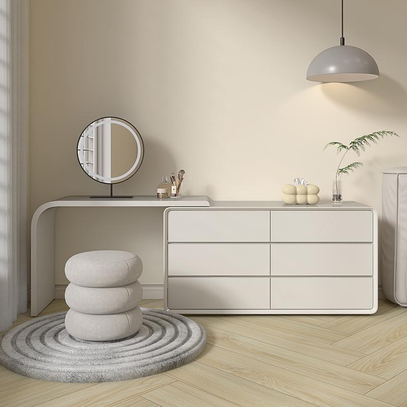 全实木烤漆梳妆台可伸缩斗柜一体高档化妆桌现代简约小户型储物柜