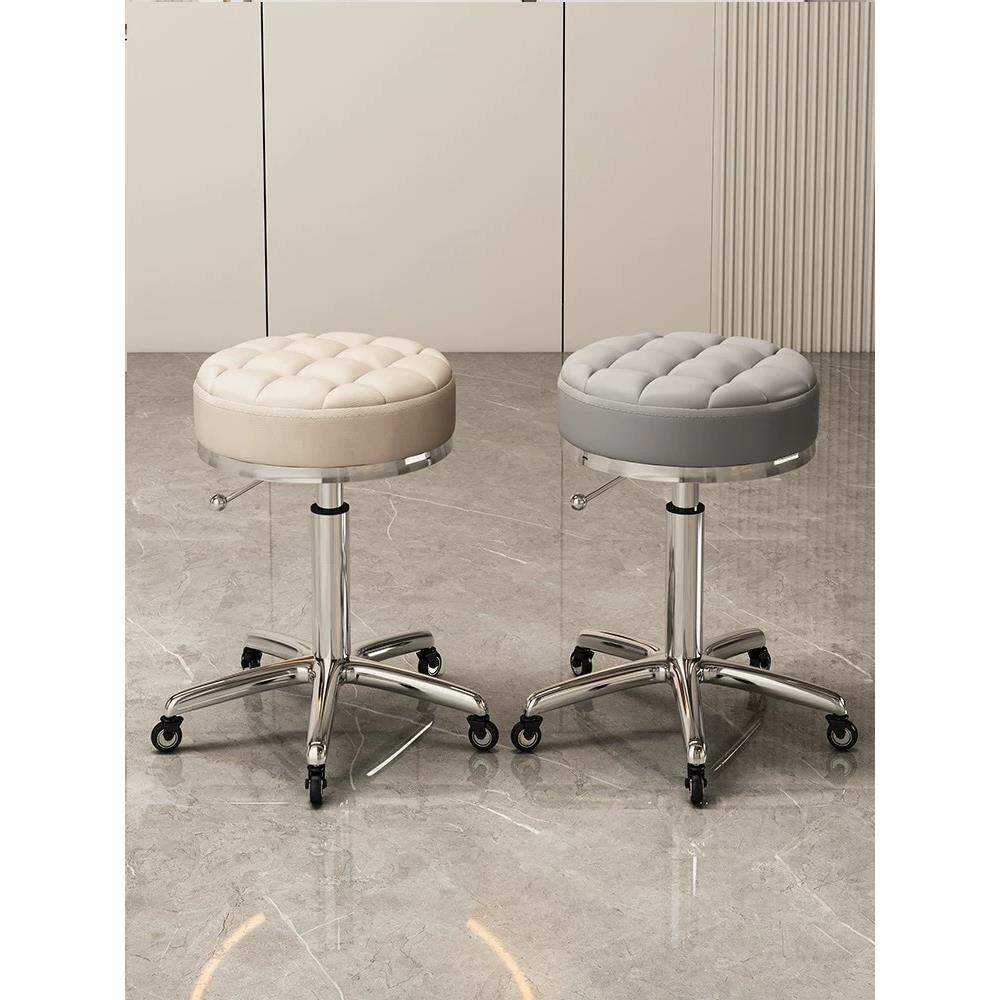 美容美发凳子滑轮旋转升降凳子大工凳美甲圆凳理发店转椅发廊专用