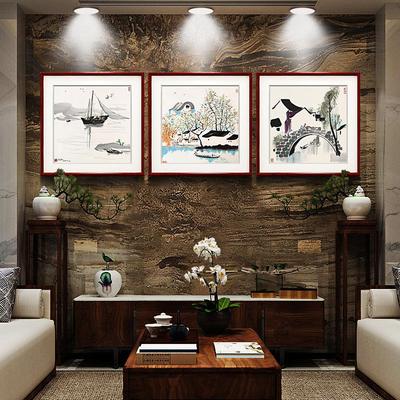 吴冠中水墨画新中式现代客厅装饰画餐厅饭厅挂画卧室壁画中国风