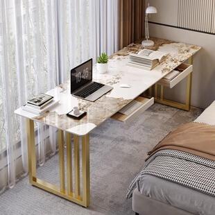 岩板家用简约长条书桌靠墙双人办公电脑桌阳台窄长条桌床边工作台
