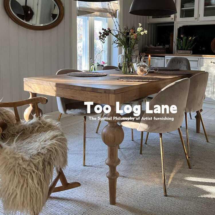 原木复古做旧长方形实木餐桌法式仿古设计师家用餐厅创意长条桌子