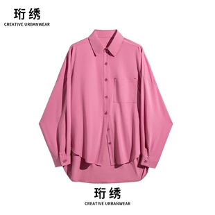 【金金宠粉】珩绣衬衫宽松简约防晒女装设计感不规则衬衫D108