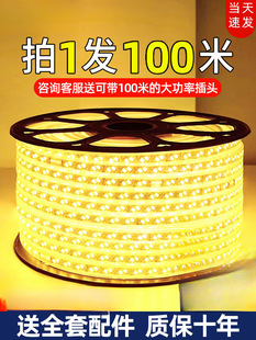 led灯带户外防水220v客厅外墙工程室外暖光白暖色高压带灯条