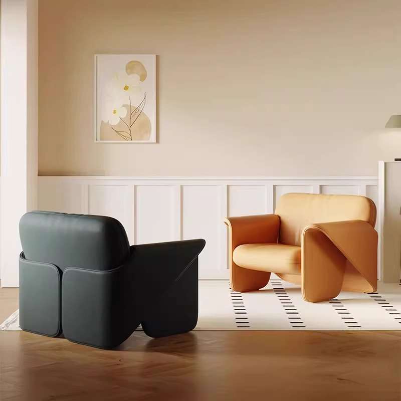 北欧艺术简约现代单人沙发椅客厅网红懒人小户型皮艺设计师休闲椅