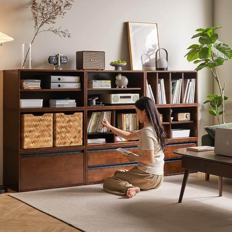 家逸实木组合书架格子书柜置物架柜子储物柜客厅文件柜矮柜,收纳整理,收纳柜,淘宝优惠券,粉丝福利购,淘宝优惠卷
