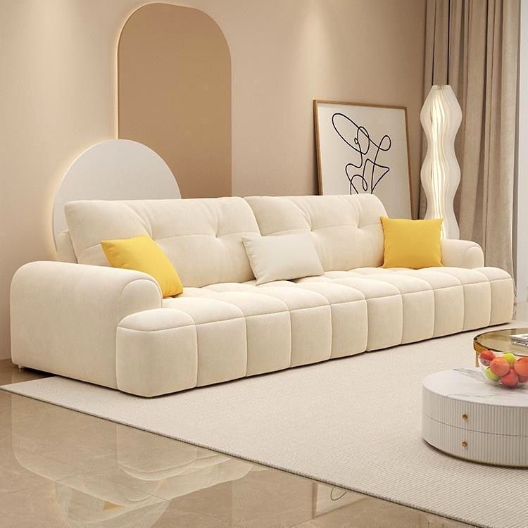 法式奶油风猫抓布沙发轻奢小户型客厅现代简约直排泡芙科技布沙发