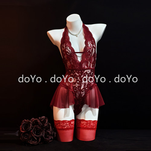 doYo成人情趣内衣制服性感小胸连体红色蕾丝睡衣女战袍qqny诱惑装