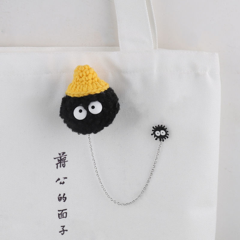 黑色毛球胸针毛绒玩偶可爱创意公仔挂件别针女情侣包包挂饰配饰品图片