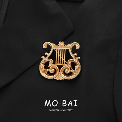 复古艺术竖琴胸针中古典雅立体