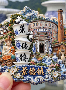 【江西景德镇冰箱贴】瓷都文创陶溪川千年瓷宫古窑烟囱旅游纪念品