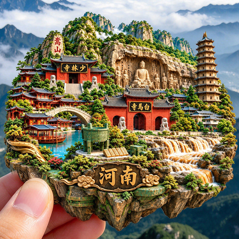 【河南冰箱贴】复古少林寺白马寺嵩山石窟大佛青铜鼎旅游文创磁贴