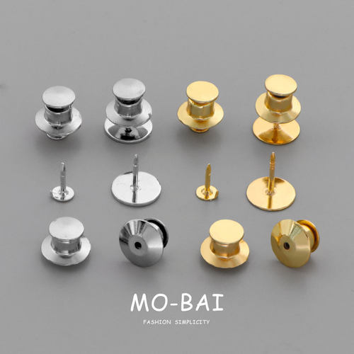 通用款胸针备用扣蝴蝶扣平头卡帽胸章徽章刺马针全铜手工材料配件