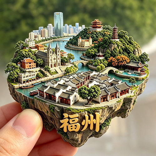 【福州冰箱贴】福建闽都乌塔白塔镇海楼三坊七巷浮雕磁吸文创贴饰