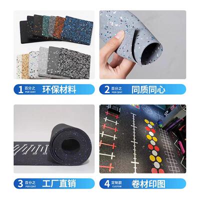 epdm橡胶卷材健身房哑铃震隔音地胶健身防砸垫耐磨橡胶地垫