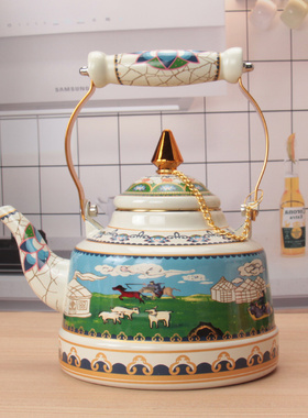 珐琅怀旧搪瓷壶烧水壶奶茶壶煮花茶夏天熬药壶电磁炉明火通用