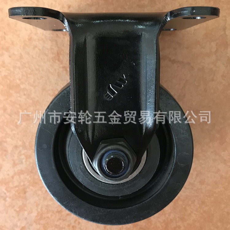 3寸脚轮 黑尼龙车轮 平底 75mm固定轮 黑色电镀支架 低重心