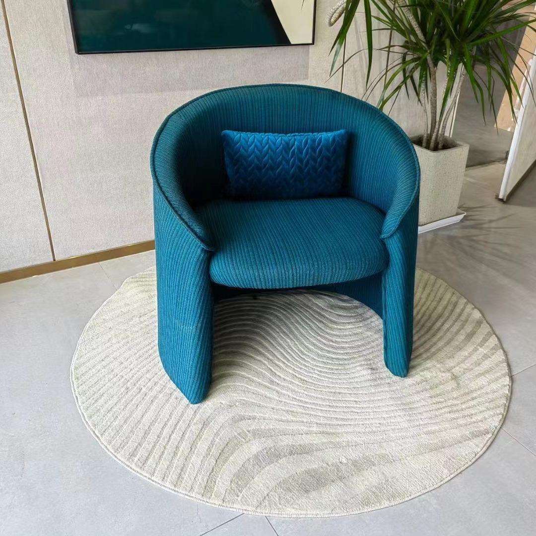 意式极简设计师款单人沙发复古条纹家用休闲椅酒店大堂接待洽谈椅