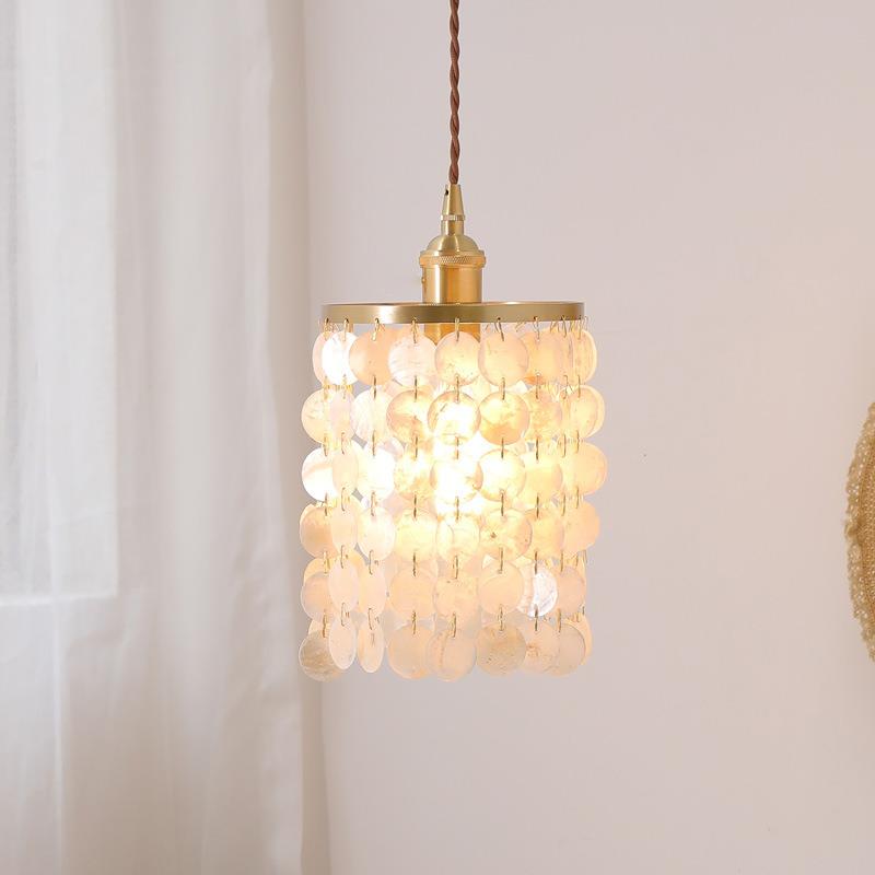 跨境日式风铃床头吊灯长线玄关卧室北欧简约复古轻奢贝壳小吊灯