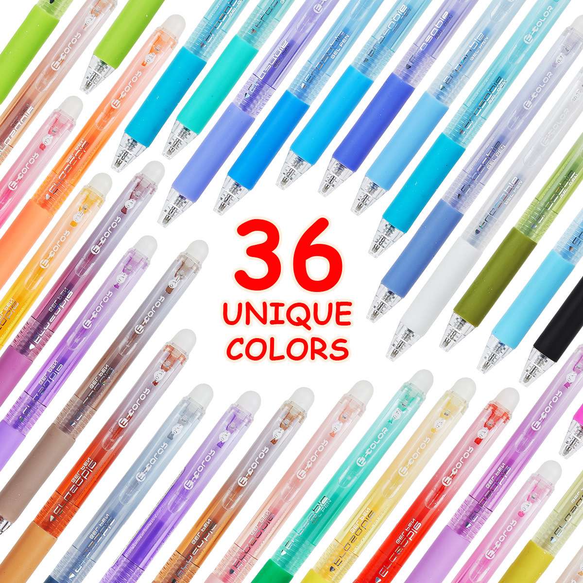 36Colors Erasable Gel Pen学生按动彩色速干可擦笔大容量中性笔