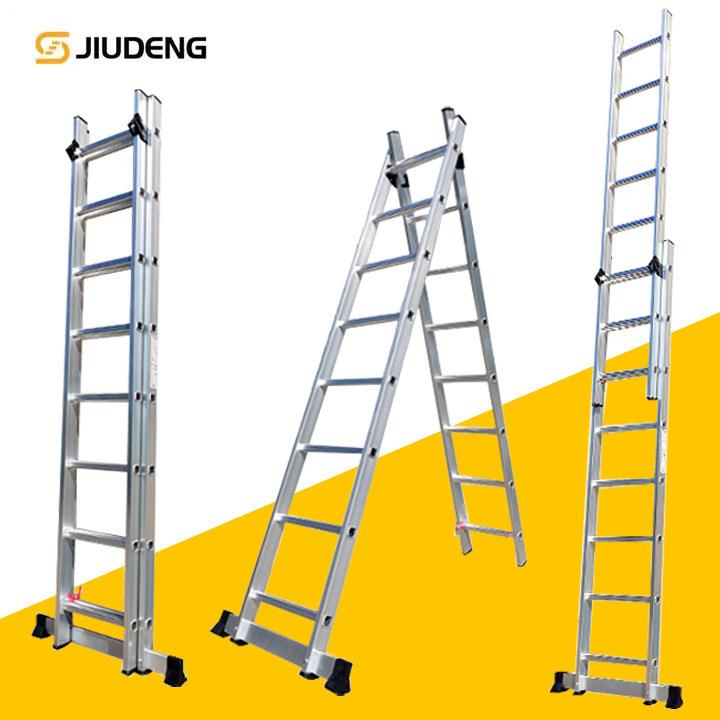 跨境ladder铝合金加长伸缩梯二拖拉伸梯子两段伸缩折叠两用梯子