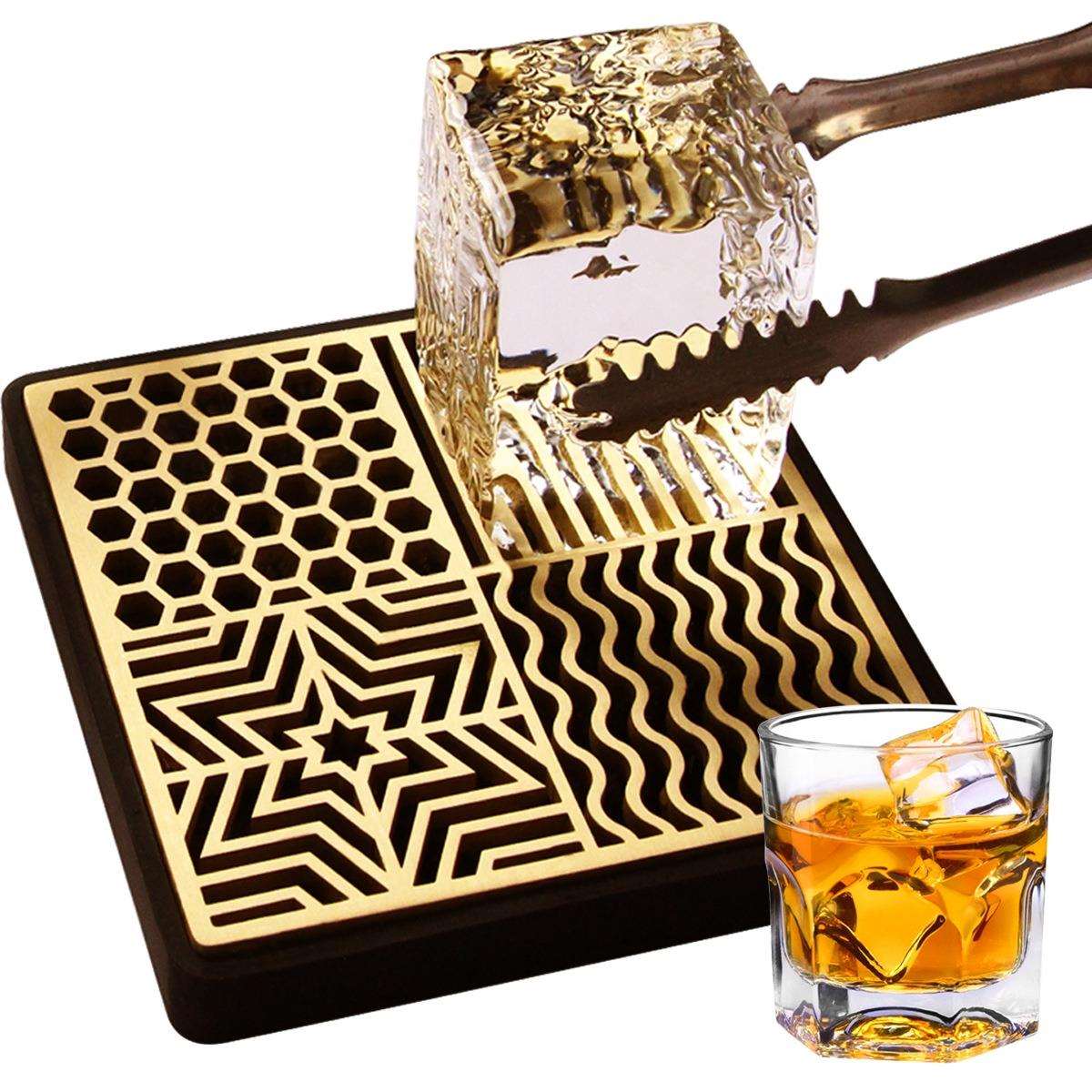 酒吧压冰铜板冰块花纹理网红印章图案logo标志装饰方形冰板模具