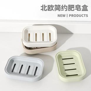 肥皂盒塑料沥水香皂家用生间肥皂盒双有 盒层带盖方形卫日式