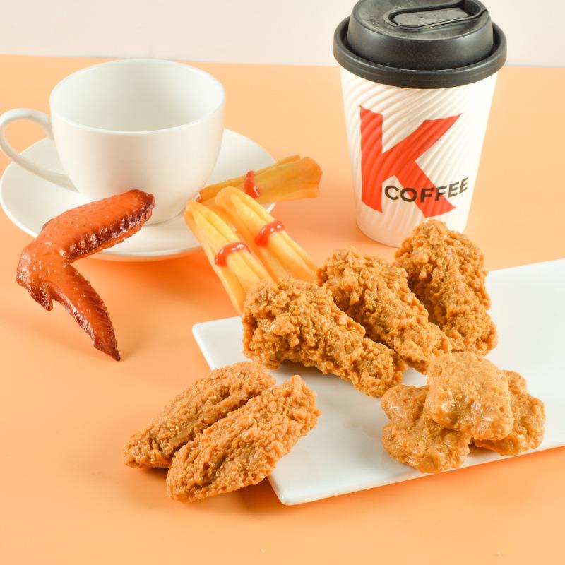 仿真炸鸡腿鸡块薯条全家桶套餐趣味仿真食物食玩炸鸡翅钥匙扣挂件