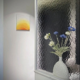 超白水波纹石头纹半墙玻璃隔断屏风卫生间玄关油画感钢化艺术定制