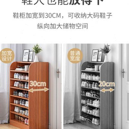 新品鞋架简易放门口多层收纳置物架子家用室内好看U实木色无门简