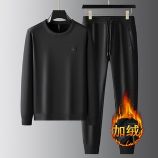 鹰鹗雕品牌秋冬季男运动服套装青年男士运动休闲服套装两件套