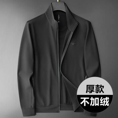 鹰鹗雕品牌秋冬加绒加厚立领卫衣男装男夹克男士保暖运动服外套男