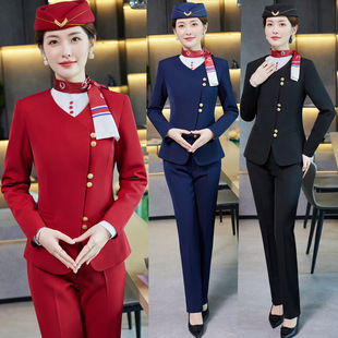 空姐制服职业女长袖西服马甲套装航空学院美容师珠宝店酒店工作服