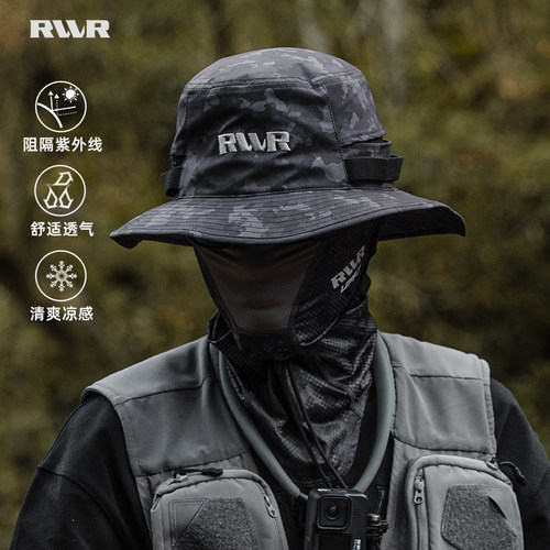 24款RVVR渔夫帽/拉帘帽/无顶帽遮阳防晒夏季透气钓鱼帽路亚帽户外