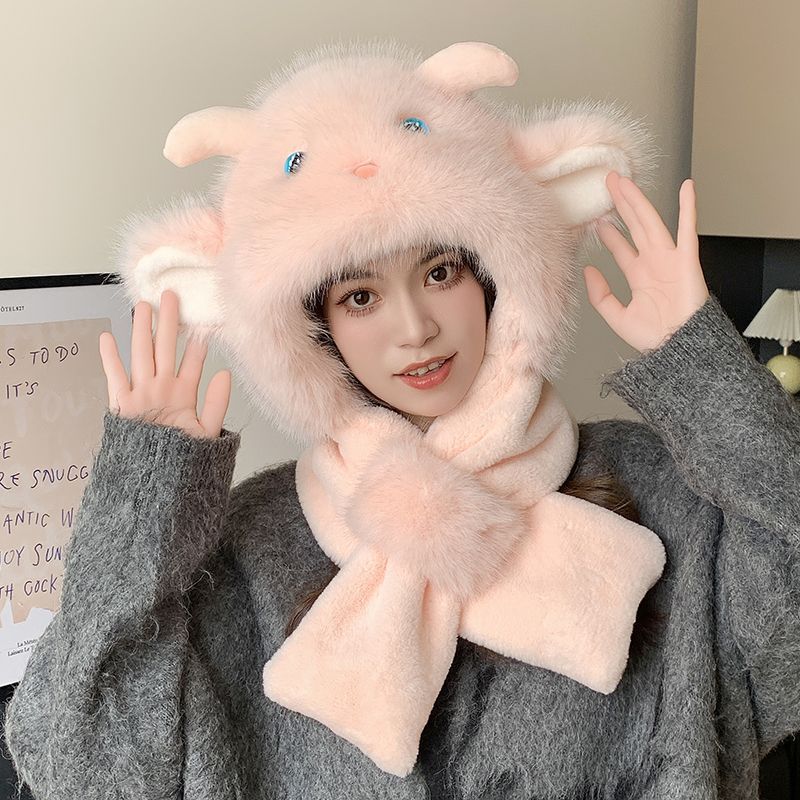 耳朵会动的帽子卡通可爱小羊耳朵帽子