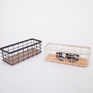 复古铁艺筐办公室篮子化妆品家用提篮篮筐置物书桌收纳物架架收纳