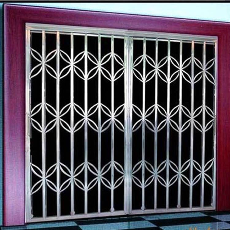 不锈钢拉闸门折叠推拉收缩防盗窗防盗拉闸