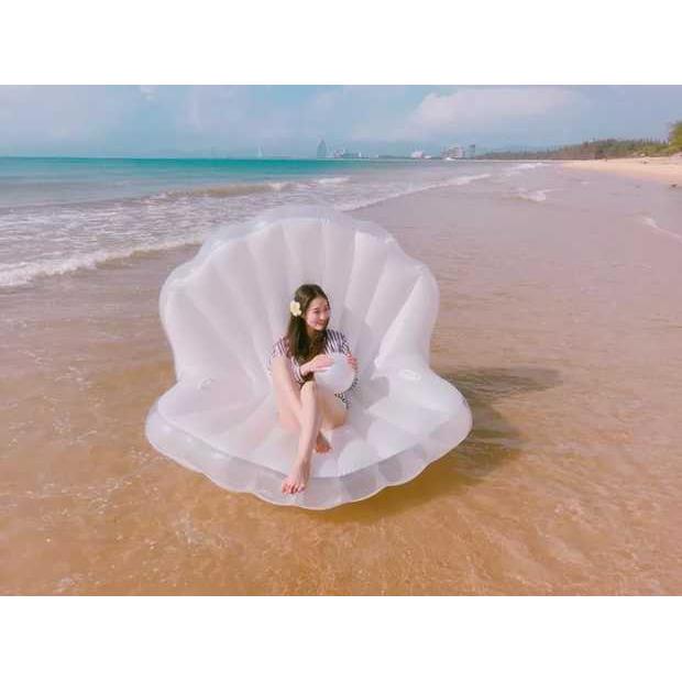 2023水上充气贝壳浮排PVC充气贝壳沙发水上扇贝浮排浮床躺椅