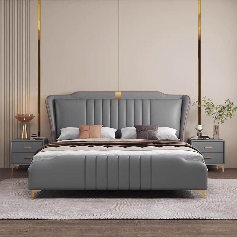 现代简约1.8米双人主卧大床1.5m大气软靠气压储物实木床