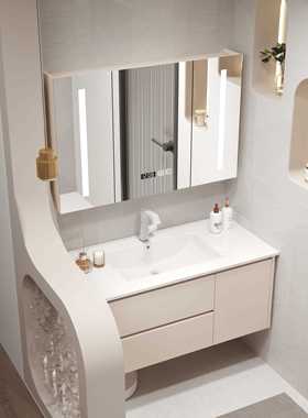 定制陶瓷一体盆65/75CM85/95公分105/115厘米智能浴室柜洗漱台盆