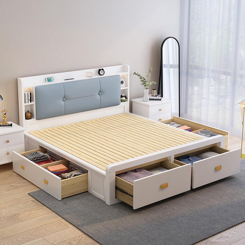 实木床1.8米主卧双人软包现代简约箱体收纳床气压高箱储物抽屉床