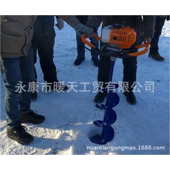 供应冬钓破冰用品二冲程52CC汽油机冰钻机，直齿传动钻坑机