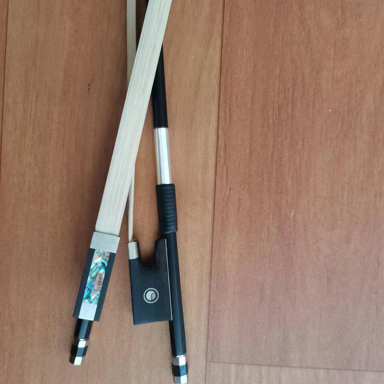 高档小提琴碳纤维琴弓蒙古白马尾乌木彩贝包角尾库