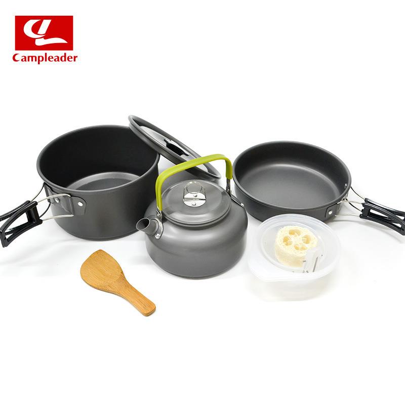 套锅茶壶组合2-3人套锅加茶壶户外野营炊具组合套装