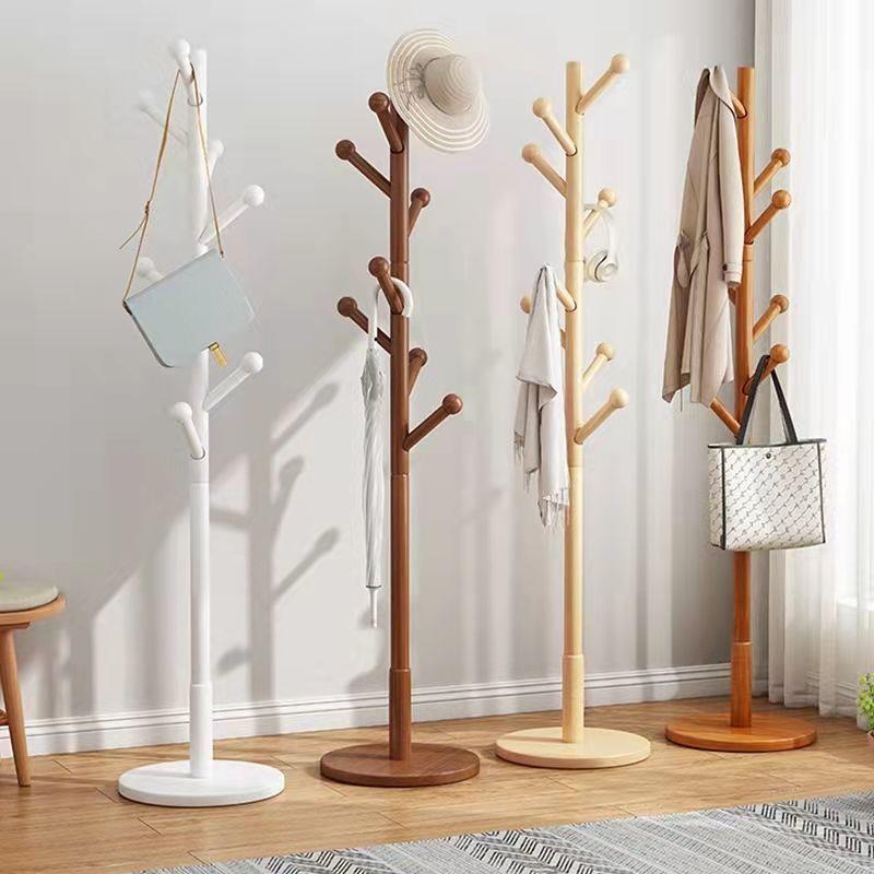 实木衣架落地卧室衣帽架房间榉木挂衣架客厅立式简易家用衣服架杆