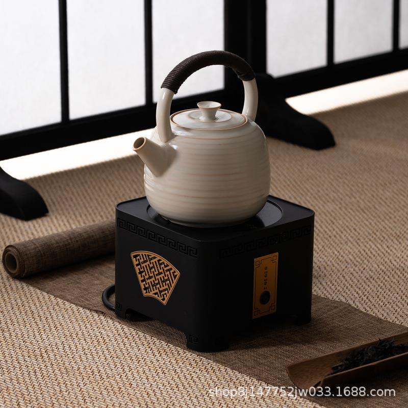 围炉煮茶烤茶壶德化陶瓷苏打釉可炭烧提梁壶工夫茶电陶炉煮茶器