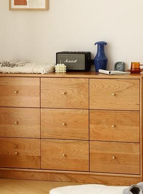 严选卧室衣物收纳柜床尾柜北欧实木斗柜家用靠墙储物柜客厅玄关九